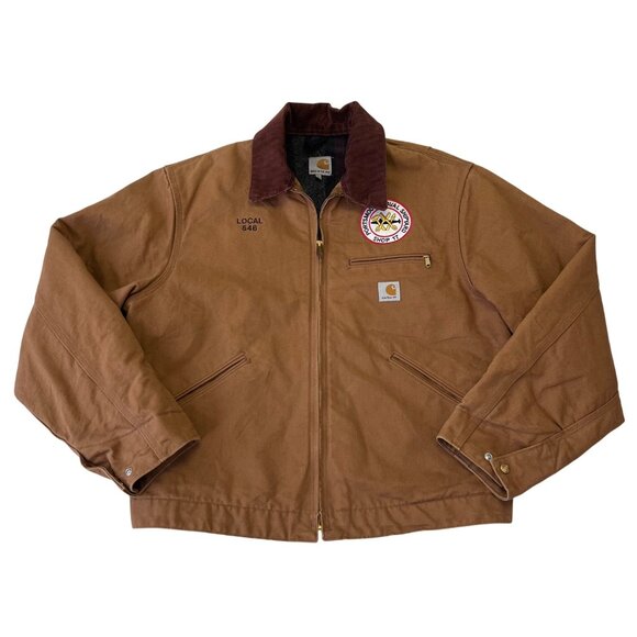 Carhartt Blanket Lined Detroit J001 Jacket Sz Large Shipyard Patch Union USA - Picture 1 of 16